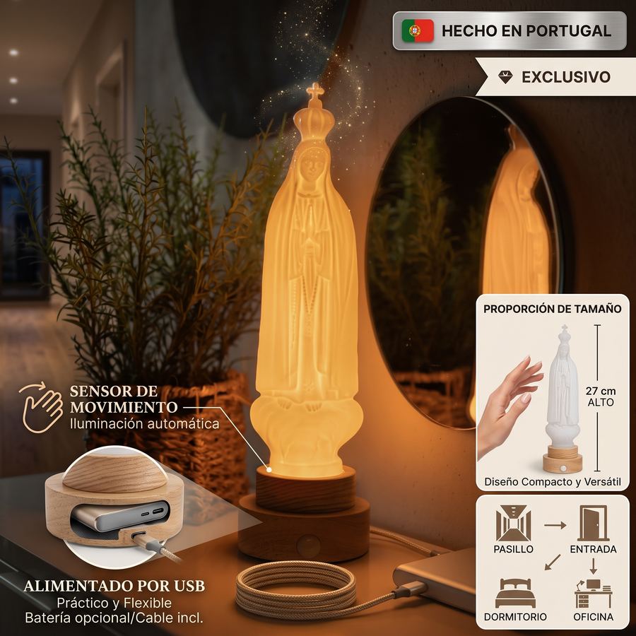 Lámpara de Nuestra Señora de Fátima con sensor de movimiento
