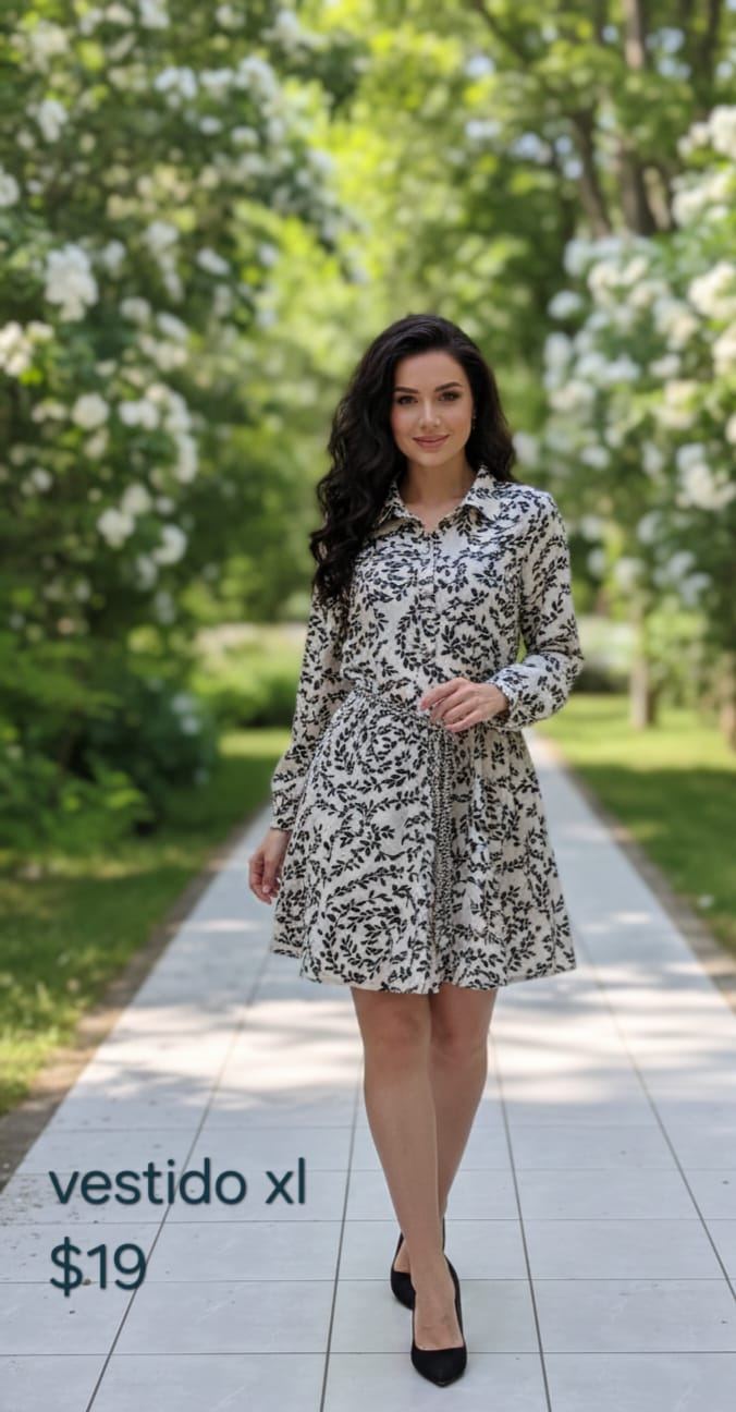 Vestido camisero estampado, talla XL