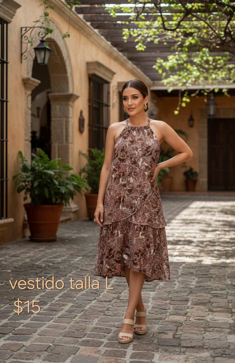 Vestido halter estampado, talla L